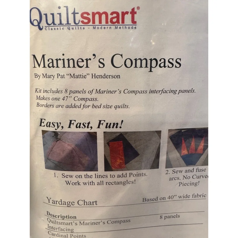 Quiltsmart Mariners Compass Quilt‎ Kit Interfacing Panels Sewing Pattern